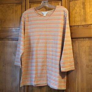 NWT CJ Banks 3/4 Sleeve Stripe Shirt 1X